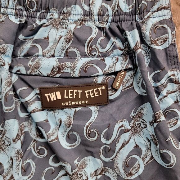 TWO LEFT FEET Swim Trunks Octupi Print‎ Back Pocket Men’s Sz 2XL Blue 34-38 - Picture 10 of 11